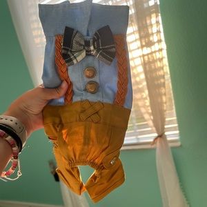 Dog Braided rope suspenders British Trousers outfit